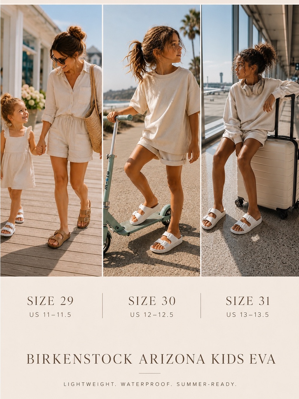Birkenstock Arizona Kids EVA Sandals White NWOT | Sizes 29 30 31